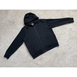 Eddie Bauer Large Black Super Soft Fleece Full Zip Hoodie EUC